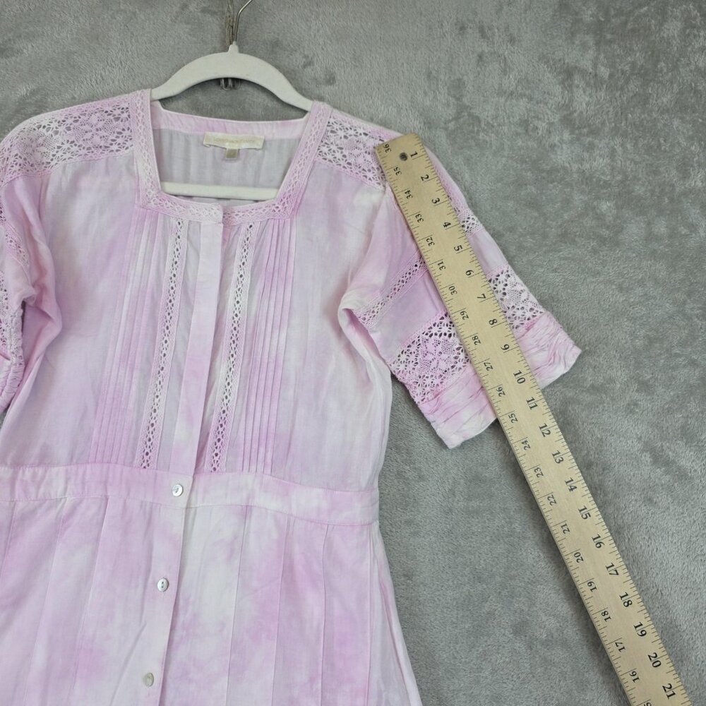LoveShackFancy Dress Womens Small Pink Tie Dye Lace Button Front Maxi Boho - Picture 11 of 16